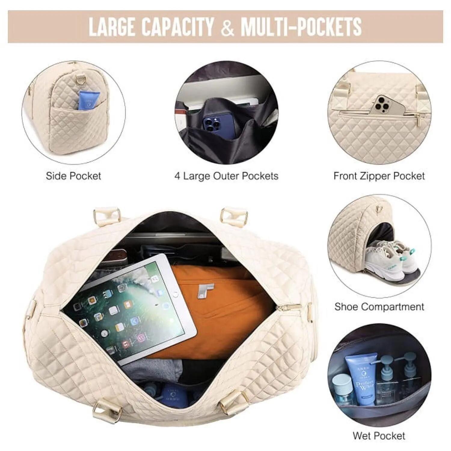 Sac de voyage, sac week-end pour femme avec trousse de toilette, sac de voyage c 3/5
