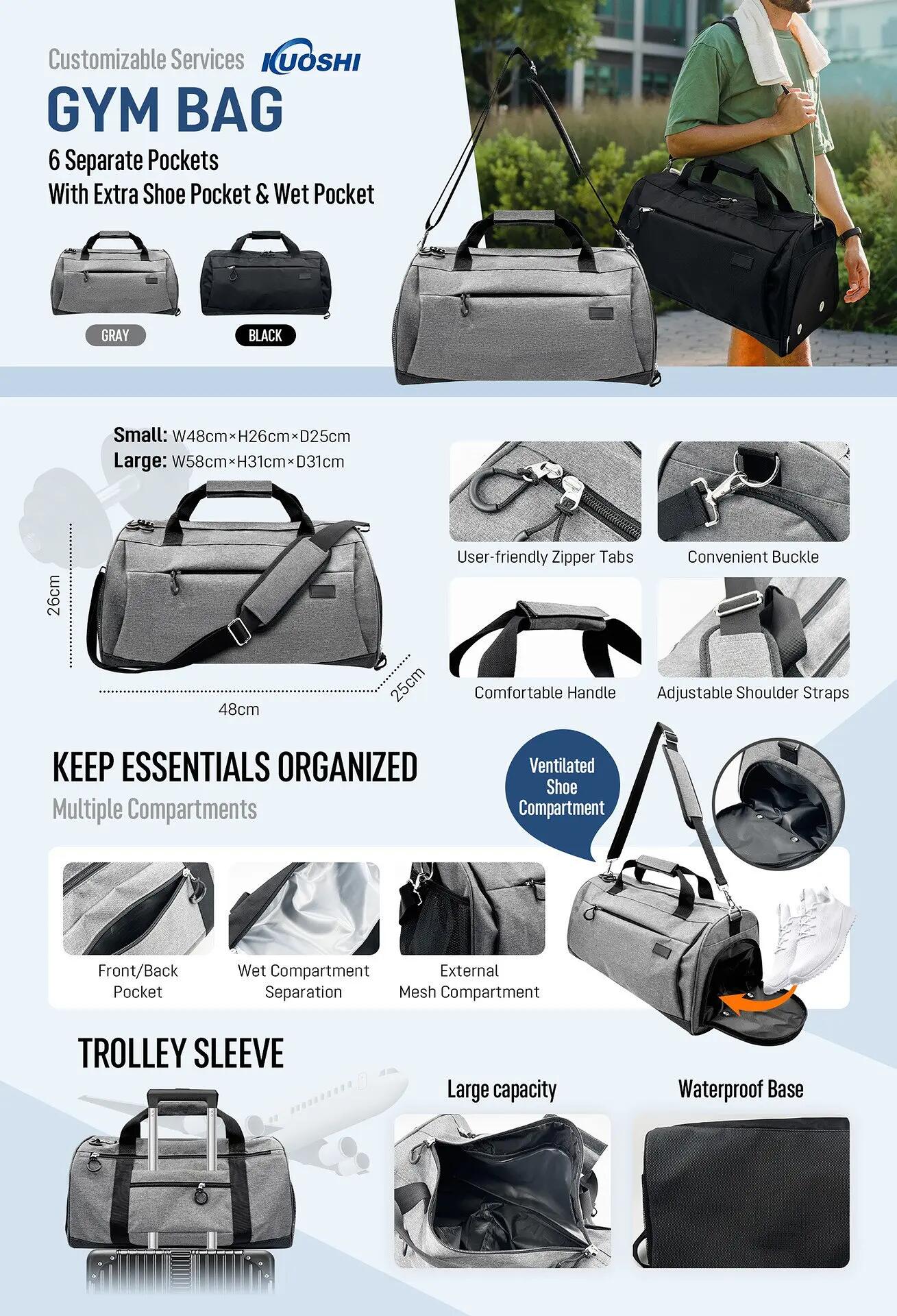 Sac de sport unisexe - Sac de voyage avec compartiments pour chaussures et vêtem 2/2