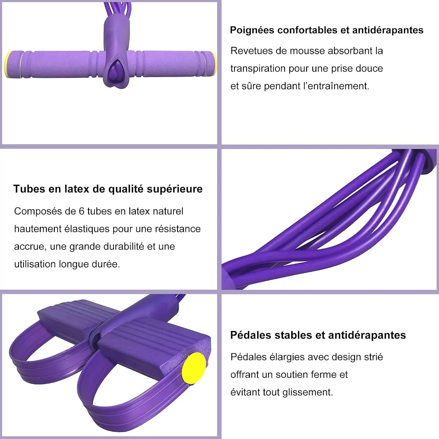 Bande de résistance avec poignées, 6 tubes élastiques, adaptée à l'entraînement 2/4