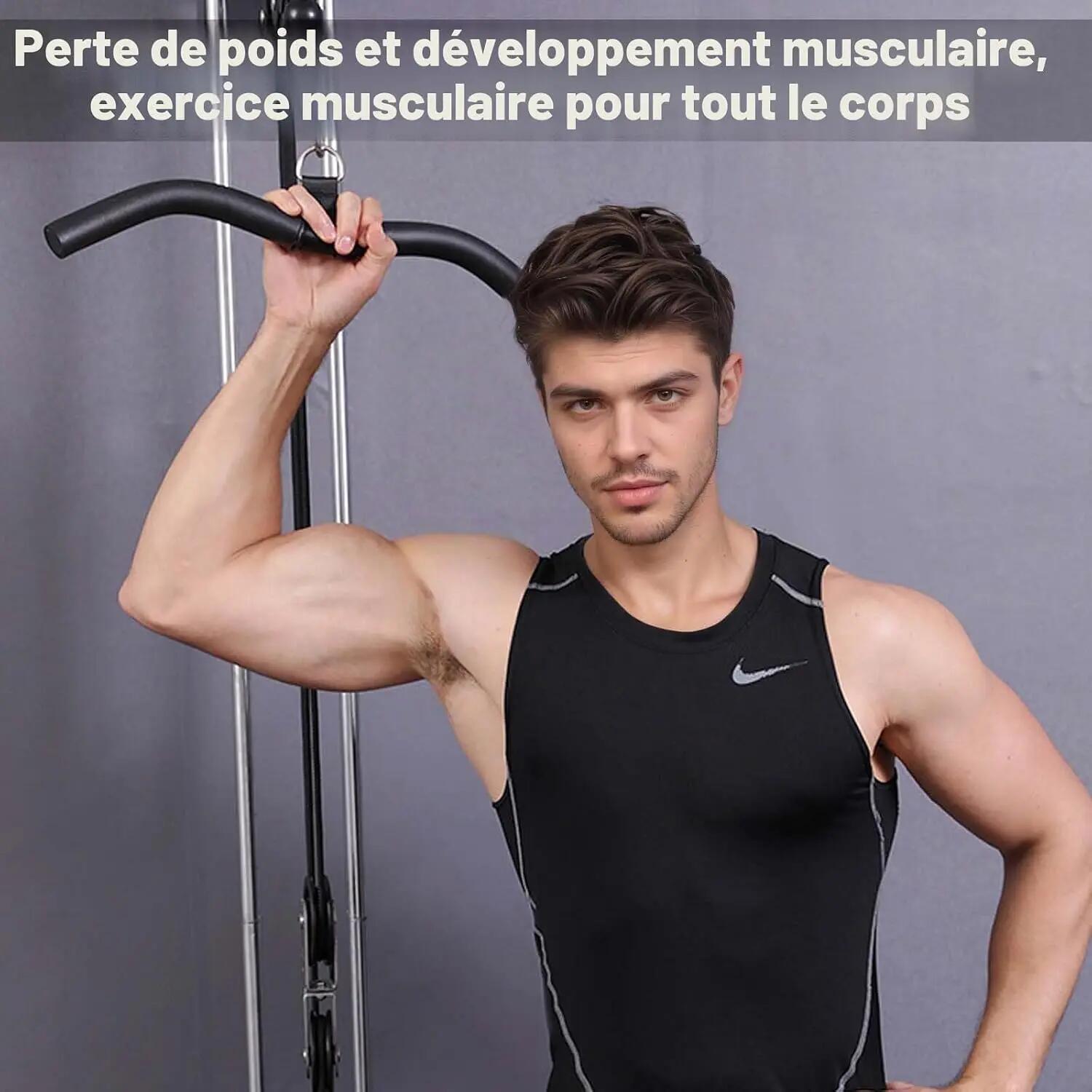 Barre de traction pour musculation, barre noire pour travailler les triceps/bice 5/7