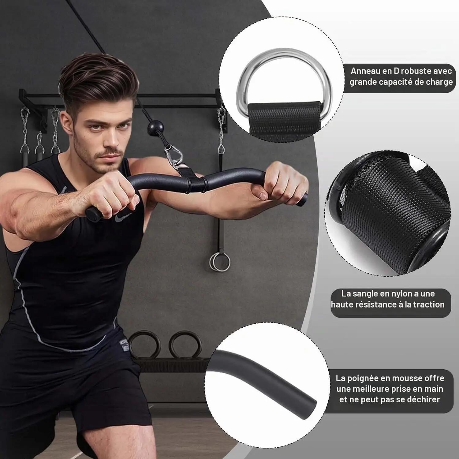 Barre de traction pour musculation, barre noire pour travailler les triceps/bice 3/7