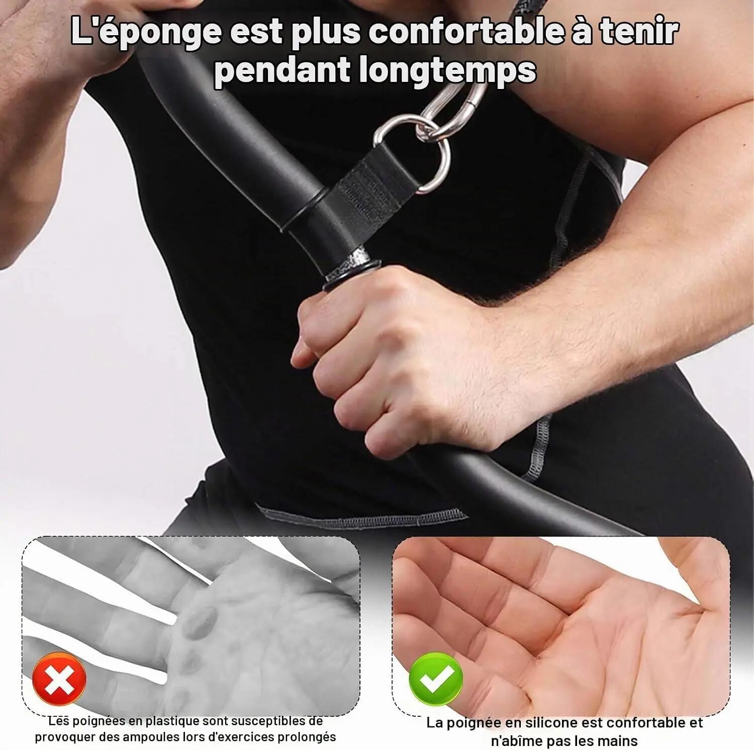 Barre de traction pour musculation, barre noire pour travailler les triceps/bice 2/7