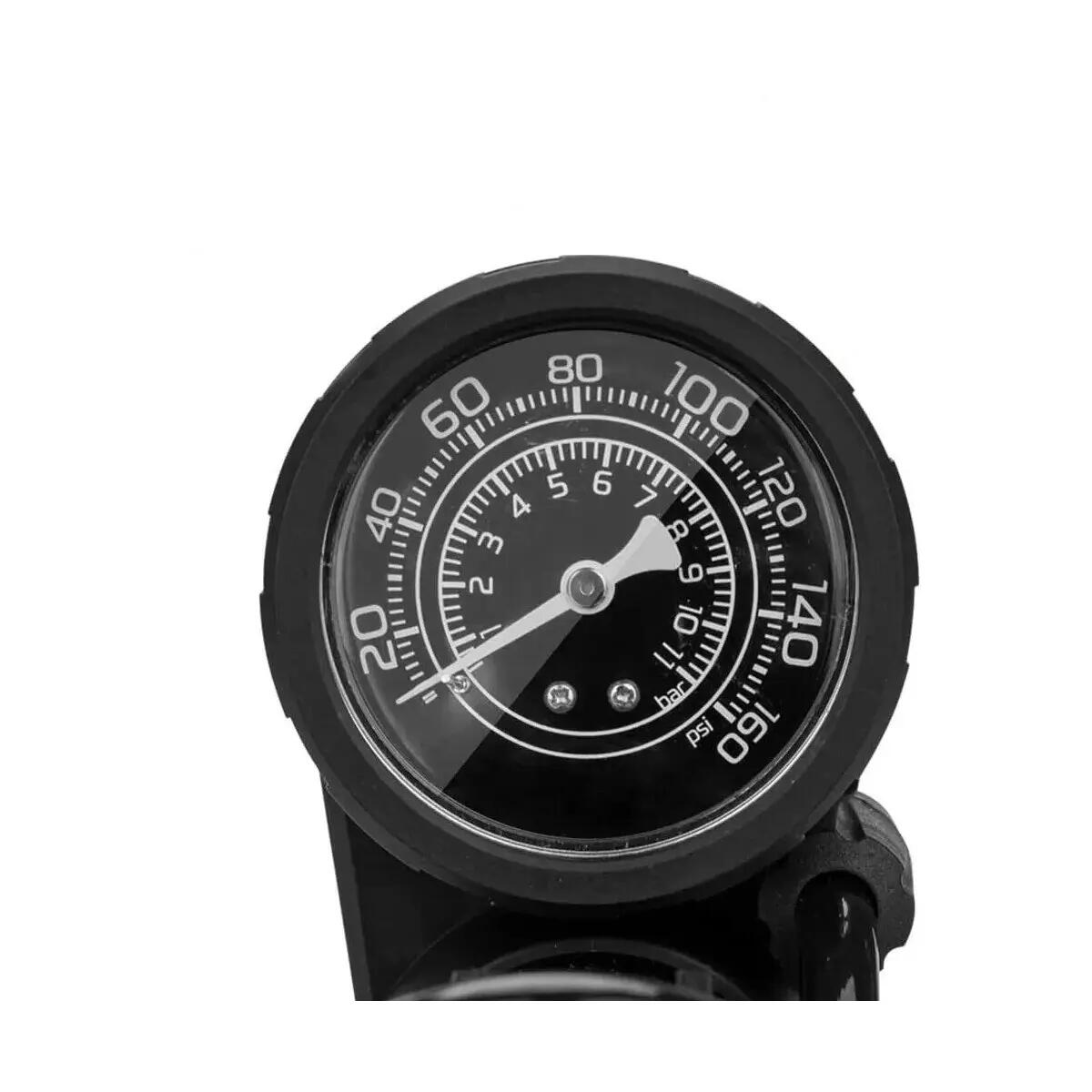 Fahrrad-Standpumpe mit Manometer, Doppelkopf, Schwarz 2/5