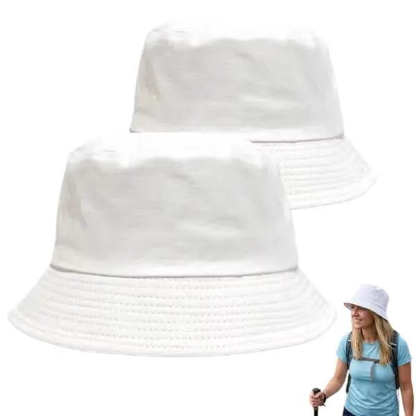Lot de 2 chapeaux bob blancs, chapeaux d'été pour hommes et femmes, compagnon de 1/7