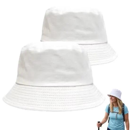 Lot de 2 chapeaux bob blancs, chapeaux d'été pour hommes et femmes, compagnon de