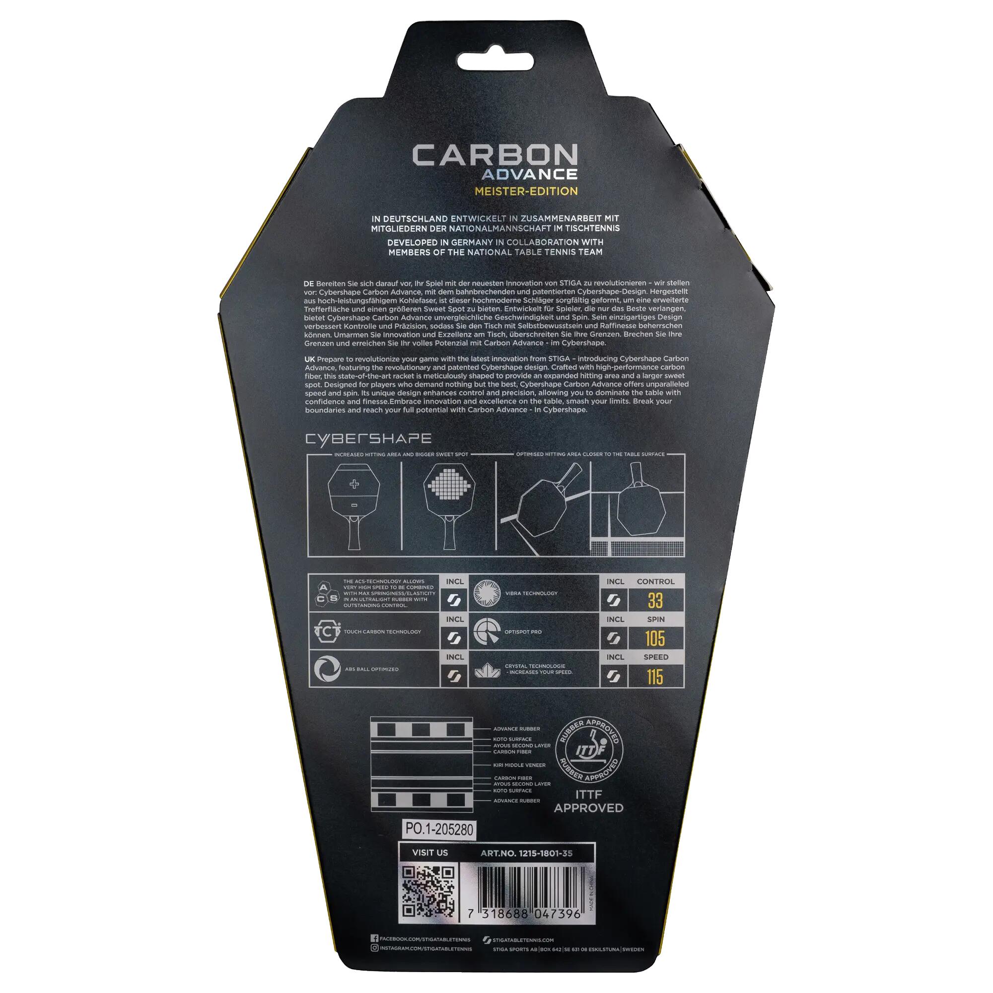 Raquette de tennis de table STIGA Carbon Advance Cybershape Meister-Edition 3/5