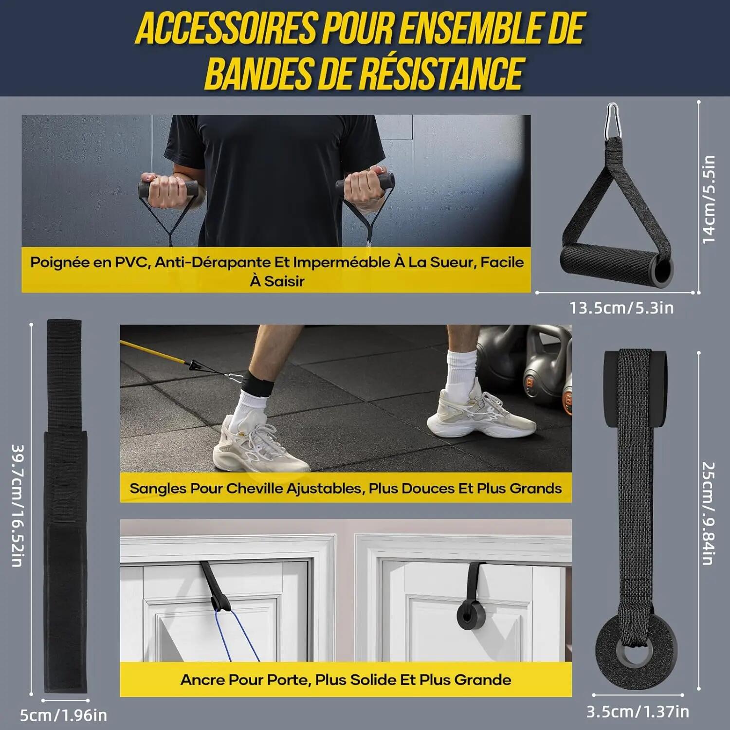 Kit Elastique Musculation avec 5 Niveaux Élastique Musculation 150LBS 3/9