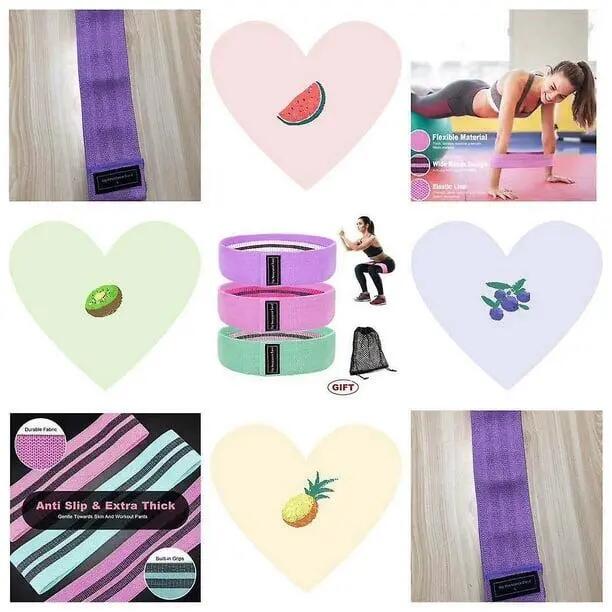 lot De 3 Bande Elastique Musculation En Tissu, Bande Elastique Fitness 3 Niveaux 2/5