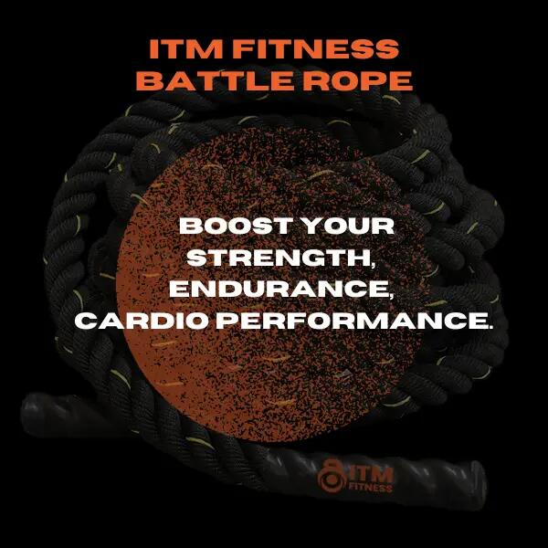 ITM Fitness - Battle Rope – 9m & 12m Heavy Duty Training Rope - 12m 4/8