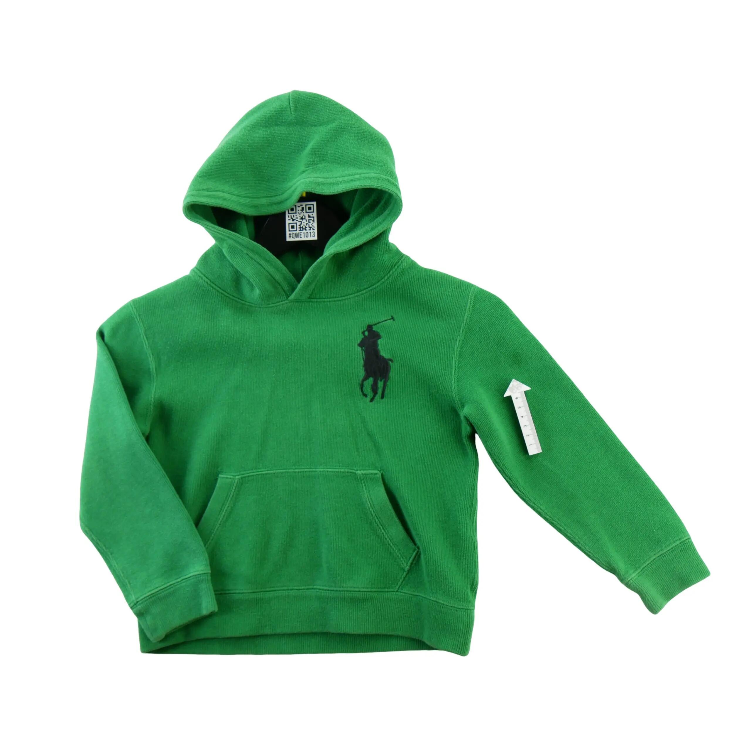 Seconde vie - Sweat à capuche Garçon Big Pony Vert - Bon état 5/8