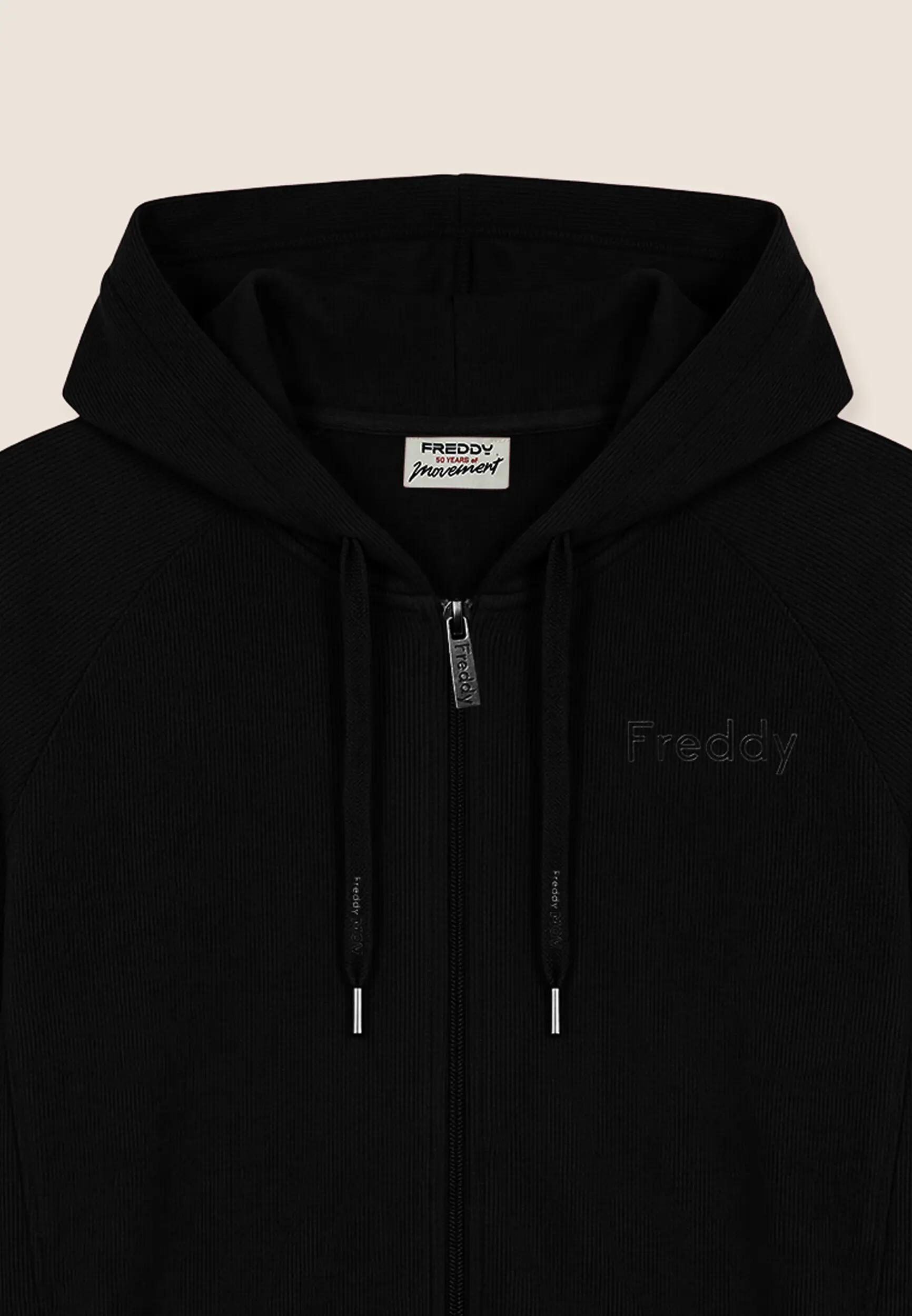 Sweat-shirt coupe carrée et courte pour femmes avec fermeture zippée et capuche 3/3