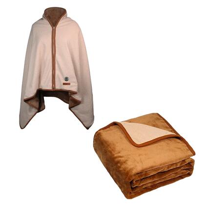 Plaid Poncho chauffant NOOMA - Batterie incluse - 90 x 160 cm - Maille & Polaire