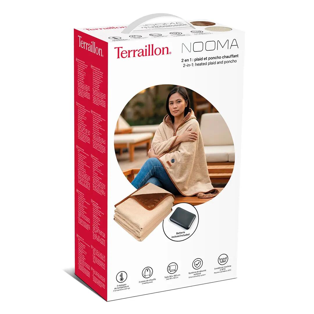 Plaid Poncho chauffant NOOMA - Batterie incluse - 90 x 160 cm - Maille & Polaire 6/6