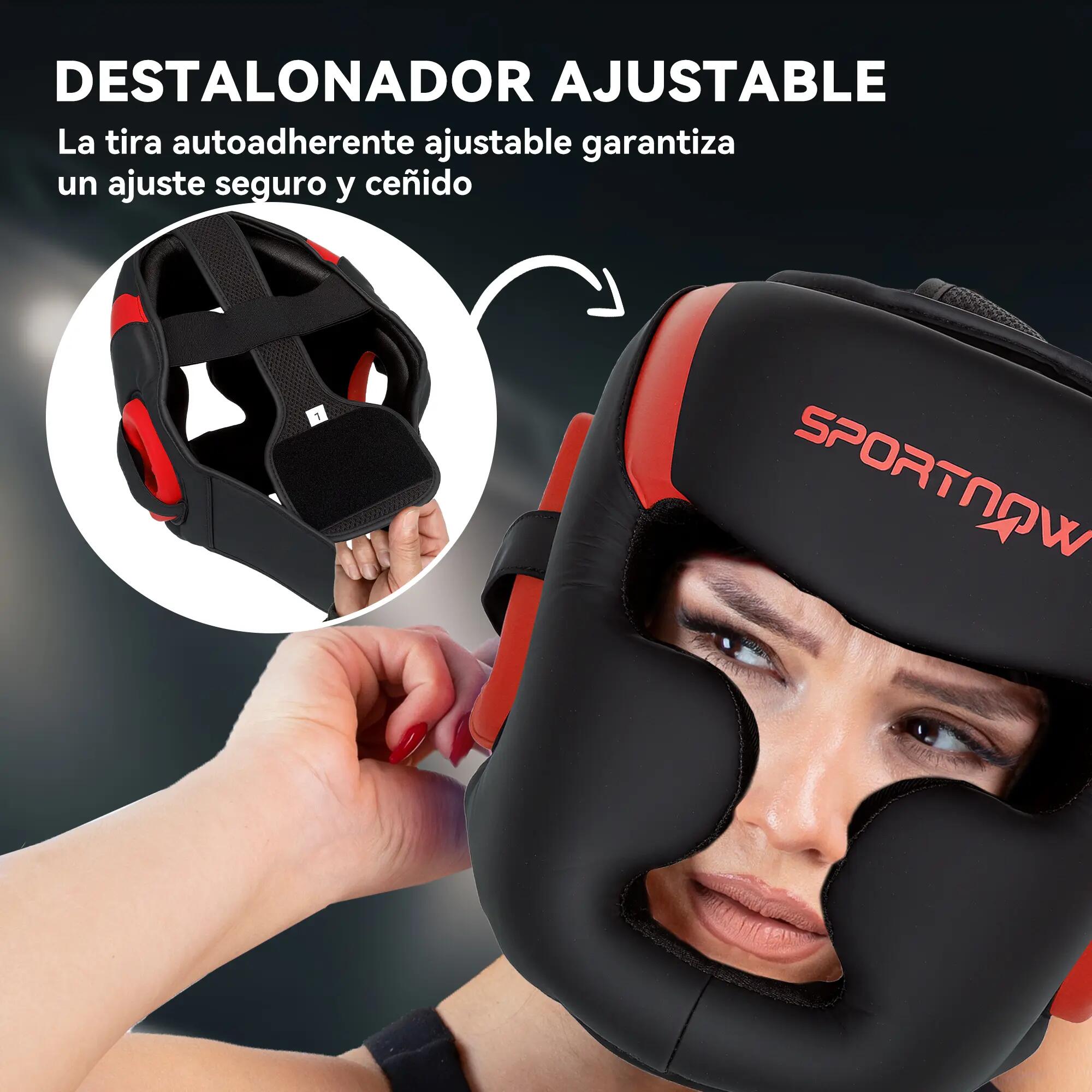 Casque de boxe MMA avec sangle ajustable pour grappling, sparring, arts martiaux 7/9