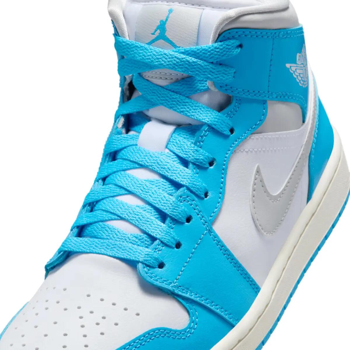 Jordan 1 Mid Dark Powder Blue White Sail Neutral Grey (Women's) 6/6