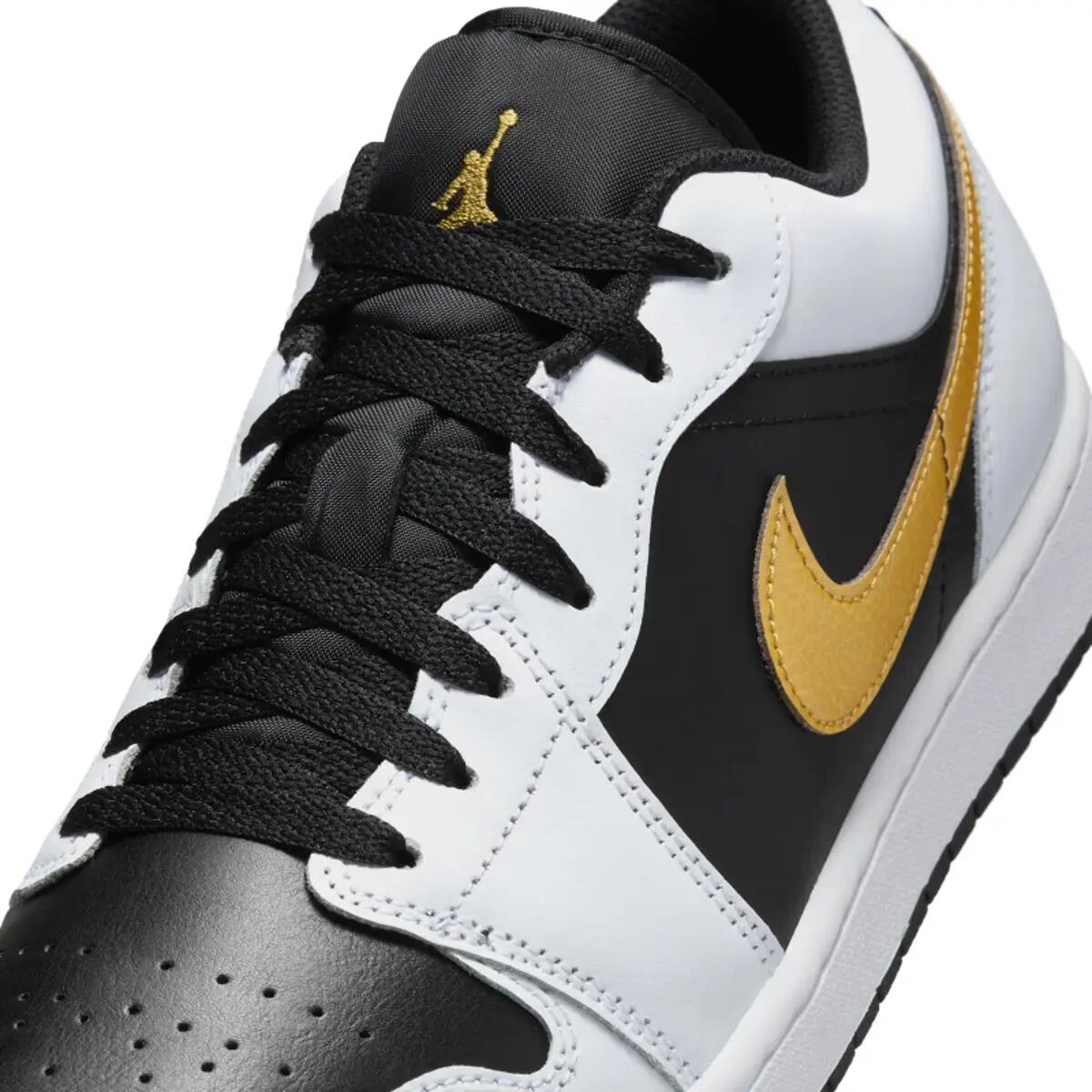 Jordan 1 Low White Black Metallic Gold Swoosh 6/6