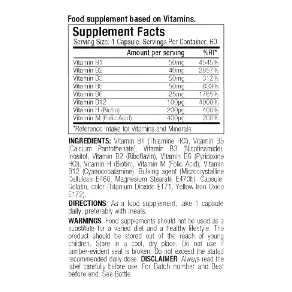 Suplemento - Fitness - Unisex - Vitaminas B completas, 60 cápsulas - Starlabs 2/2