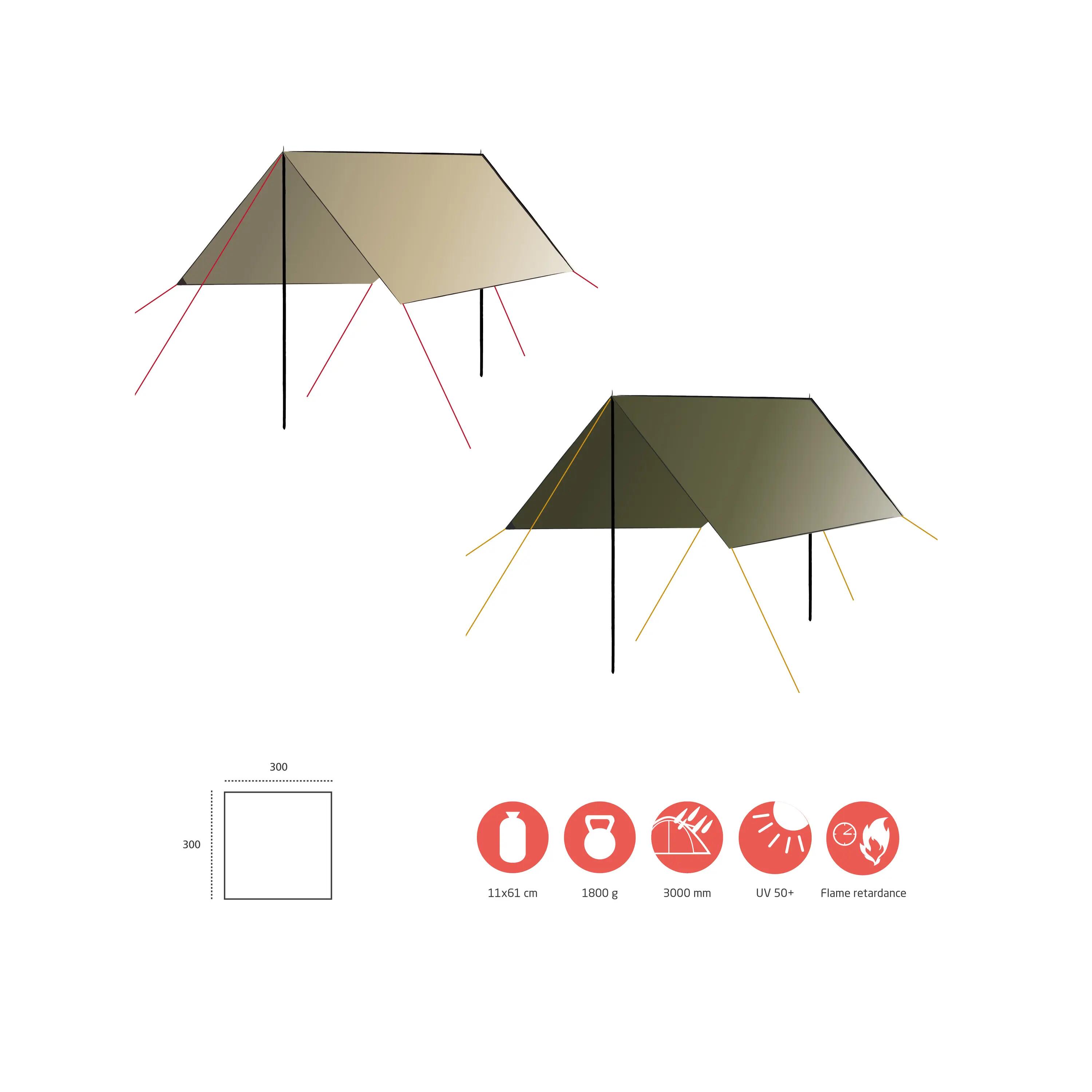 Tarp Zuni 3 Sonnensegel Camping Vor Zelt Plane UV50 Wasserdicht 3m 6/10