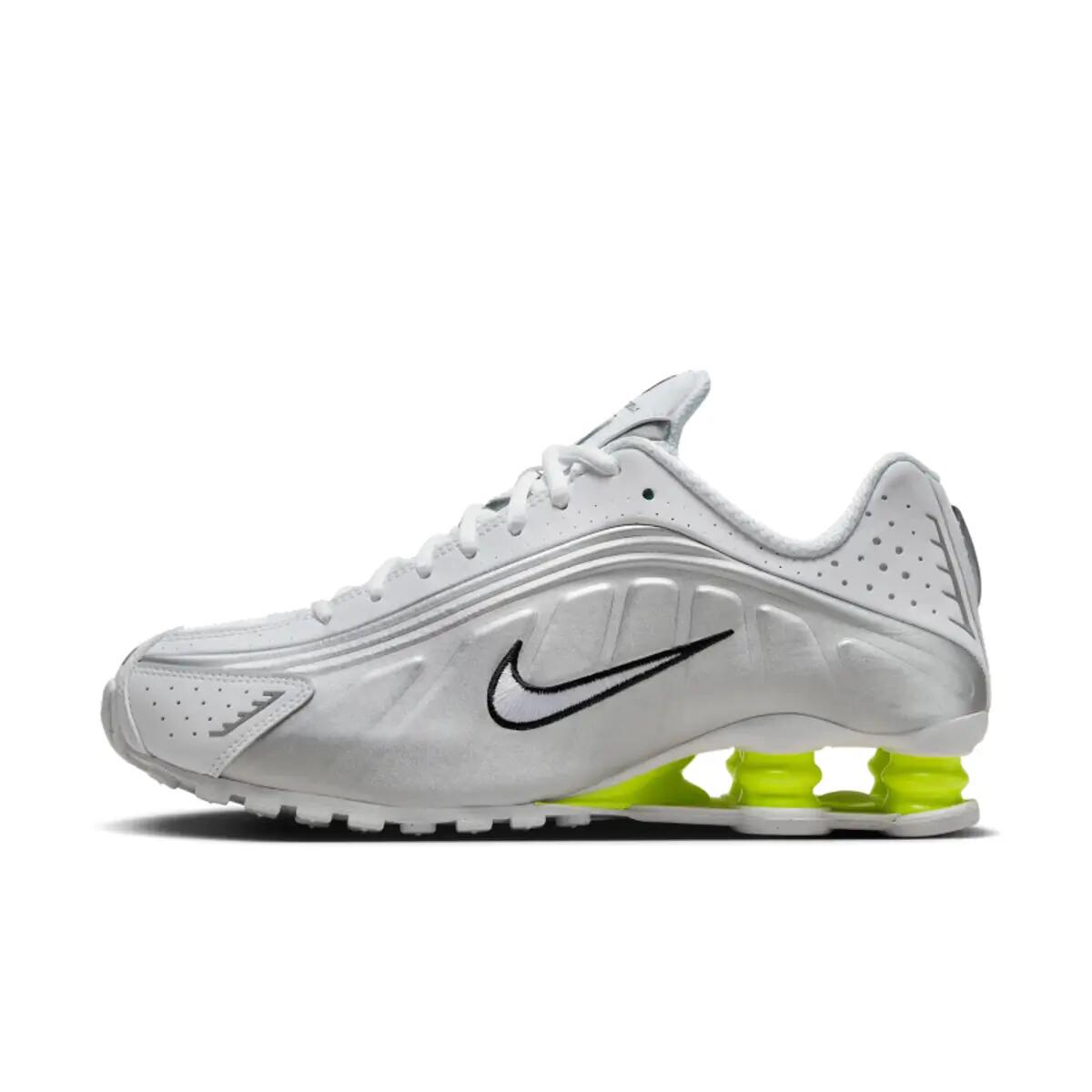 Nike Shox R4 White Metallic Silver Volt 2/6