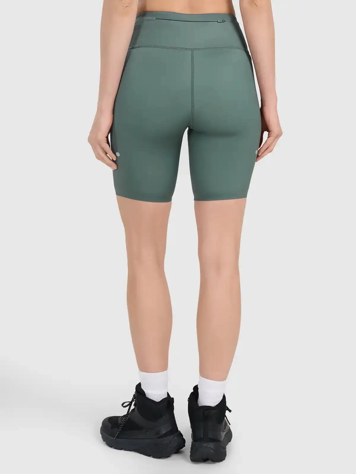 LEGGINSY DAMSKIE 4F KRÓTKIE KOLARKI SZYBKOSCHNĄCE  PRZED KOLANO KOLOR ZIELONY 6/13