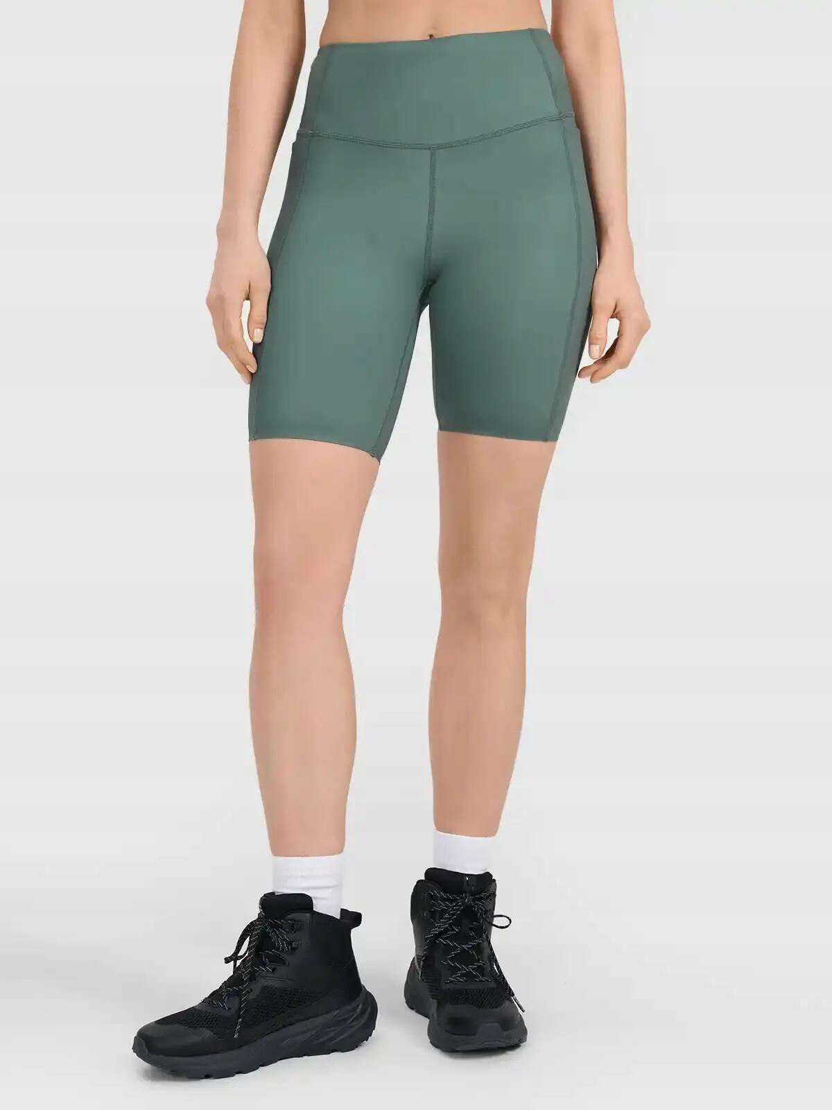 LEGGINSY DAMSKIE 4F KRÓTKIE KOLARKI SZYBKOSCHNĄCE  PRZED KOLANO KOLOR ZIELONY 3/13