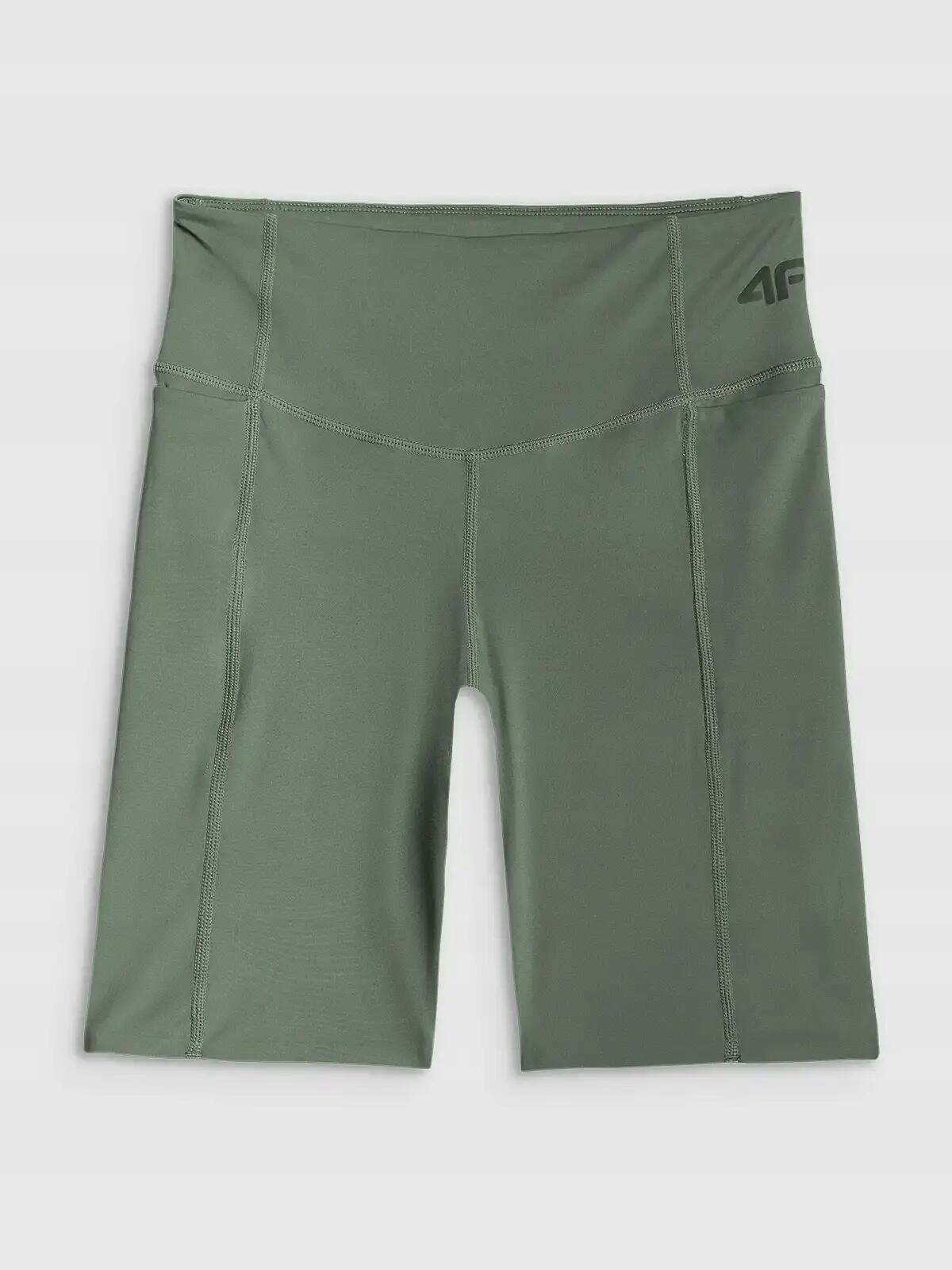 LEGGINSY DAMSKIE 4F KRÓTKIE KOLARKI SZYBKOSCHNĄCE  PRZED KOLANO KOLOR ZIELONY 10/13