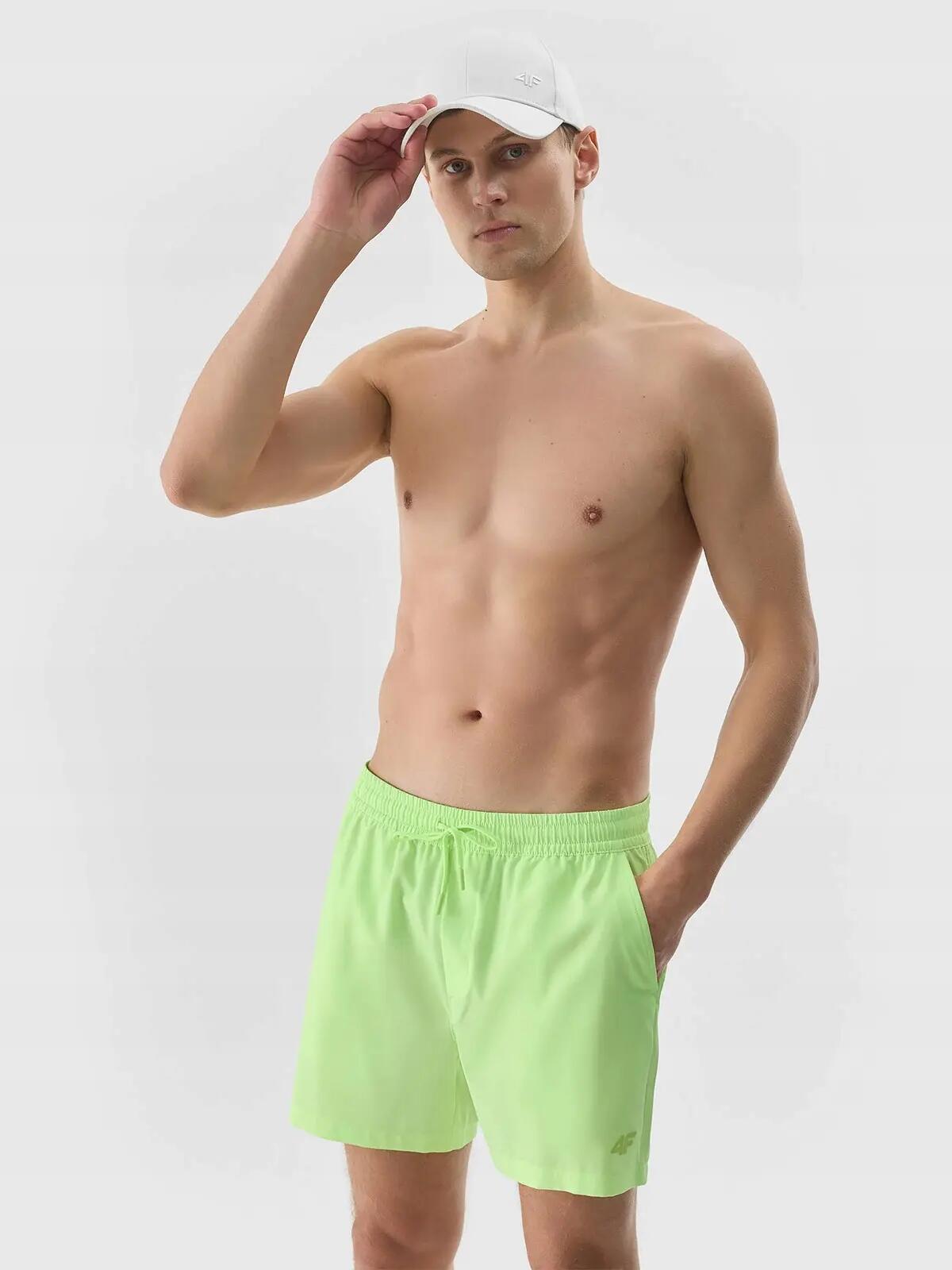 SPODENKI MĘSKIE 4F SPORTOWE PLAŻOWE KĄPIELOWE PRZED KOLANO KOLOR ZIELONY 3/6