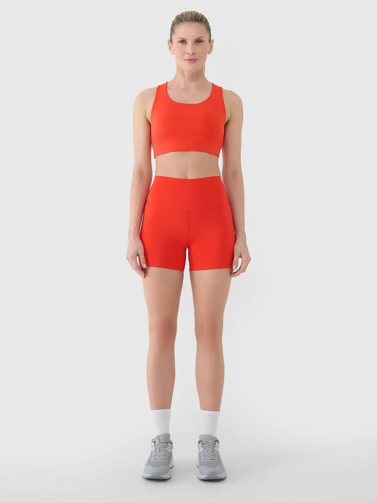 SPODENKI DAMSKIE 4F TRENINGOWE LEGGINSY KRÓTKIE KOLARKI KRÓTKIE CZERWONE 7/10