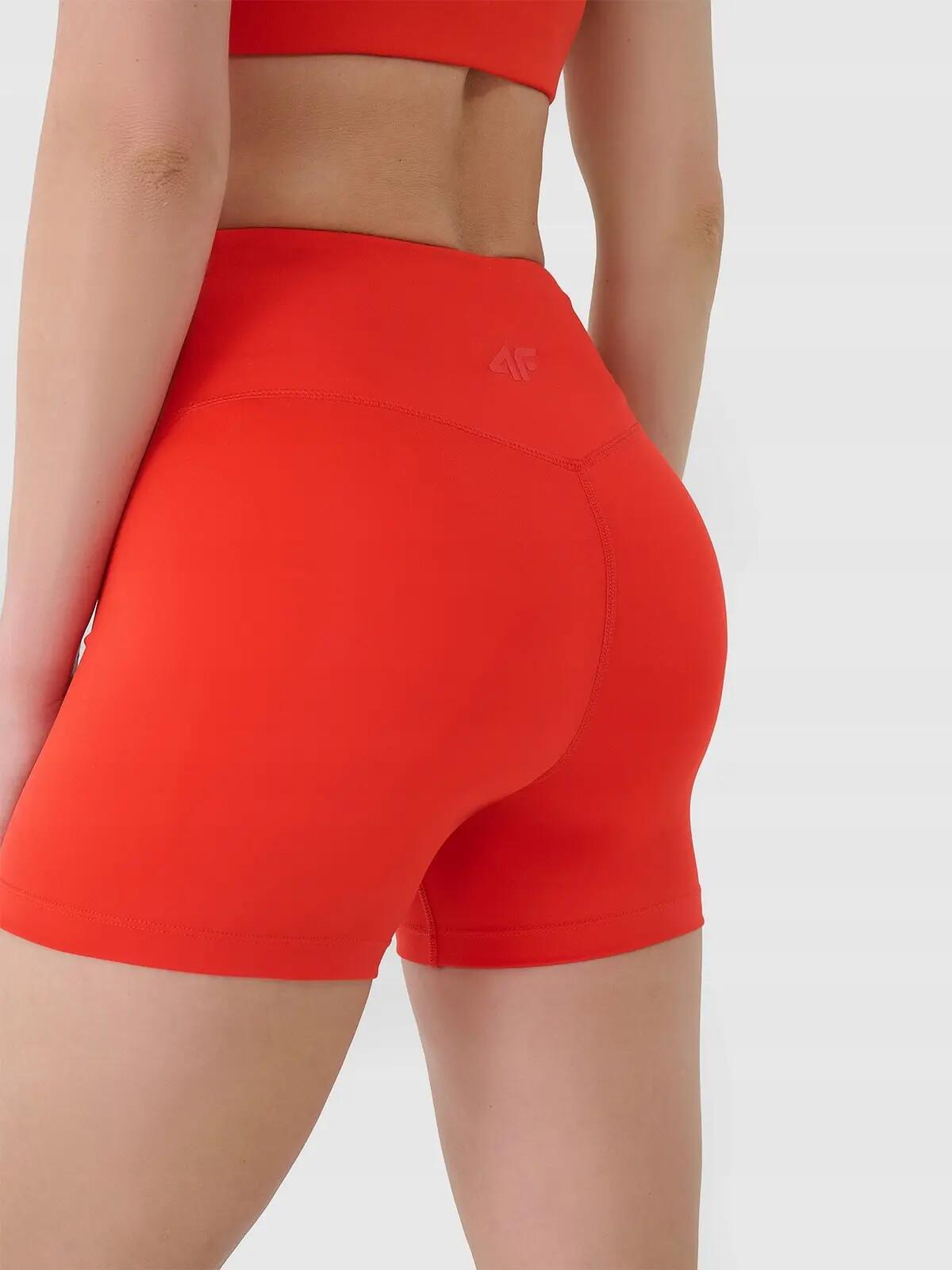 SPODENKI DAMSKIE 4F TRENINGOWE LEGGINSY KRÓTKIE KOLARKI KRÓTKIE CZERWONE 6/10