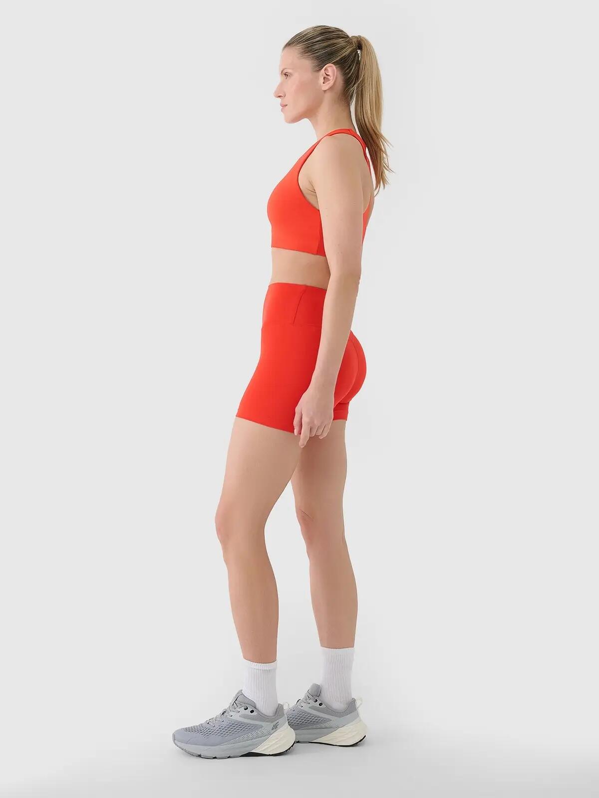 SPODENKI DAMSKIE 4F TRENINGOWE LEGGINSY KRÓTKIE KOLARKI KRÓTKIE CZERWONE 5/10