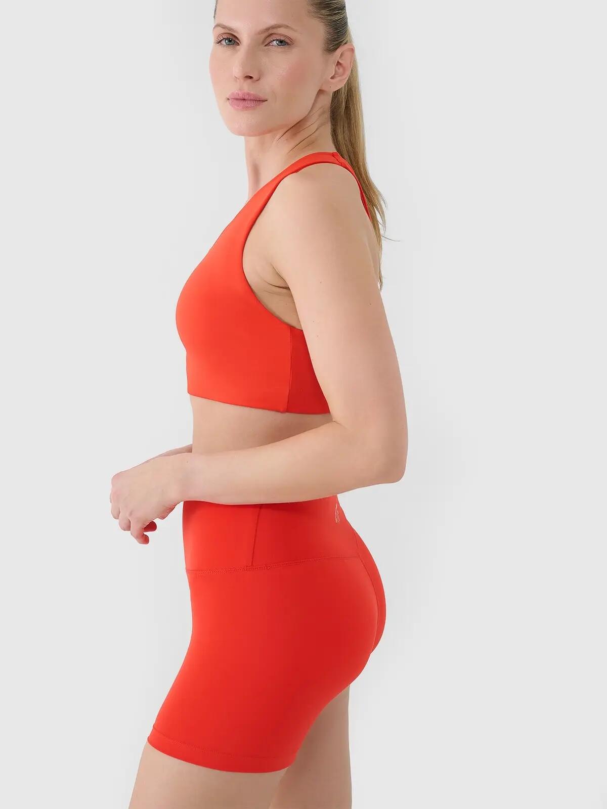 SPODENKI DAMSKIE 4F TRENINGOWE LEGGINSY KRÓTKIE KOLARKI KRÓTKIE CZERWONE 4/10