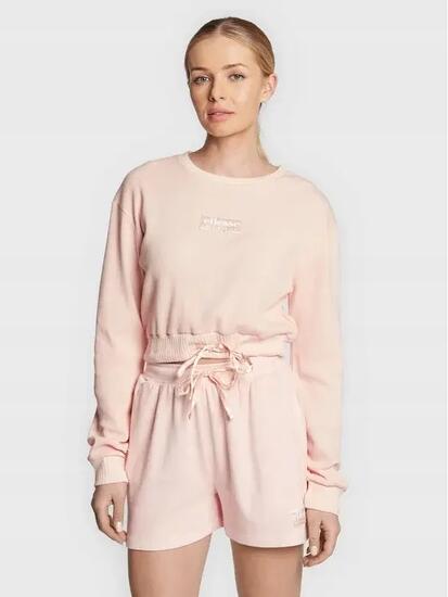 BLUZA DAMSKA ELLESSE SPORTOWA KRÓTKA WIĄZANA LUSSO CROP KOLOR RÓŻOWY