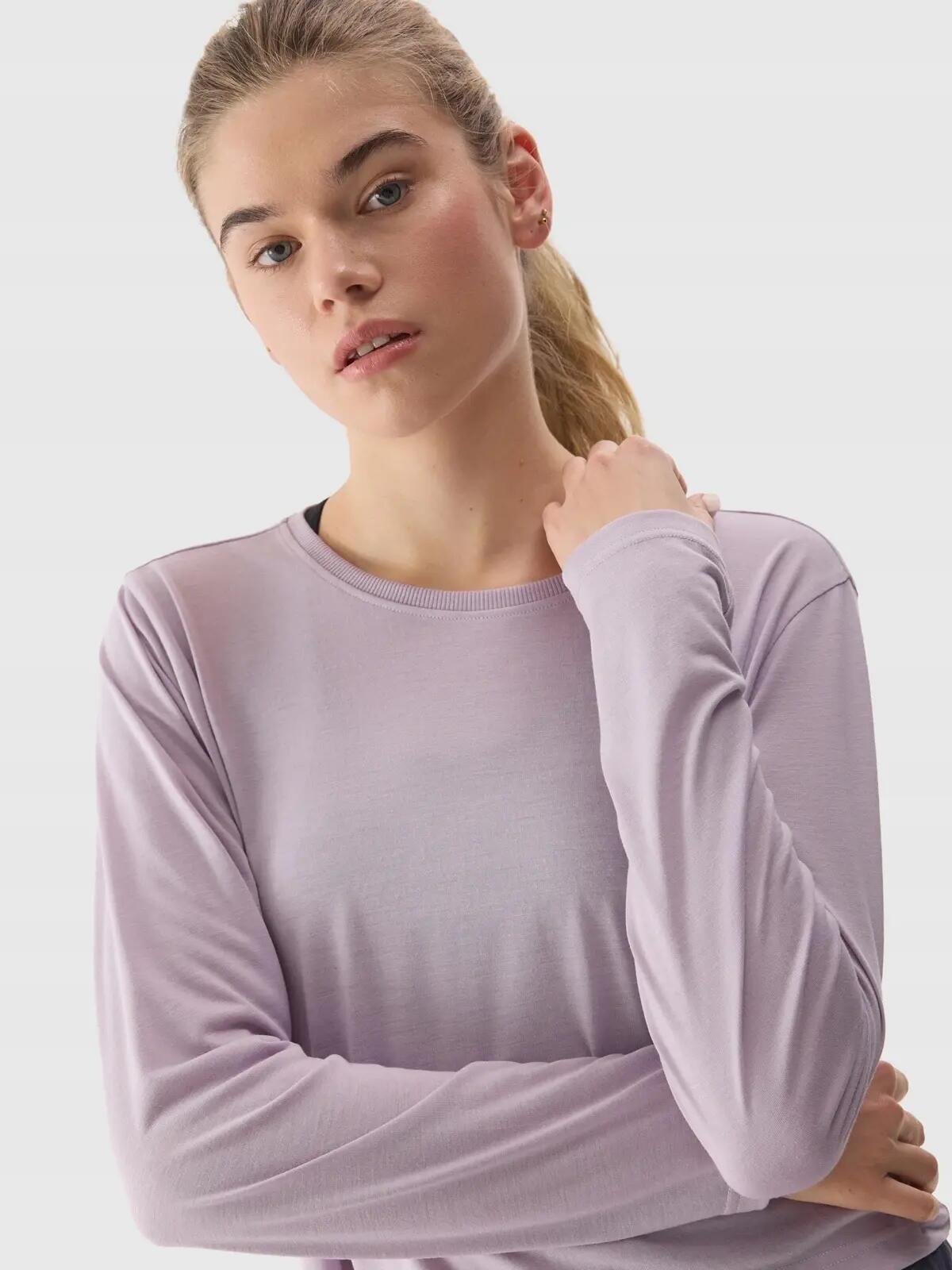 LONGSLEEVE DAMSKI 4F CROP-TOP DO JOG BLUZA Z DODATKIEM MODALU  KOLOR FIOLETOWY 4/8