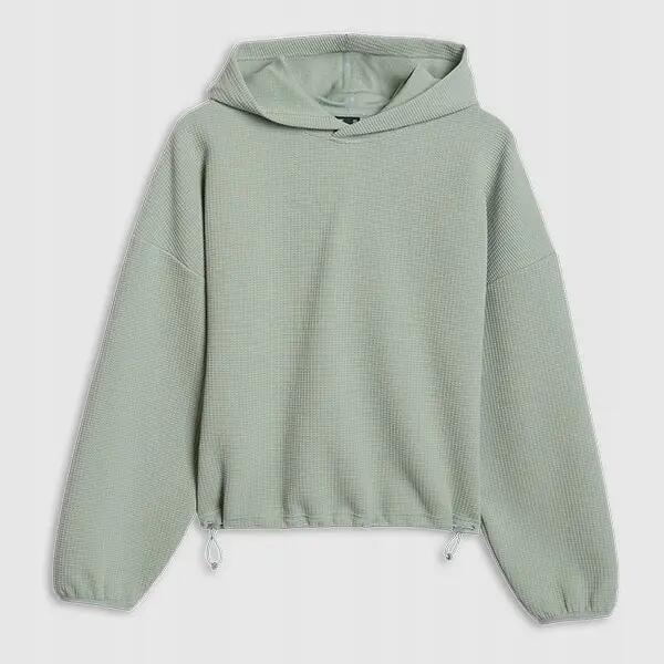 BLUZA DAMSKA DRESOWA 4F Z DZIANINY O SPLOCIE WAFLOWYM TSWSF1847  KOLOR ZIELONY 10/11