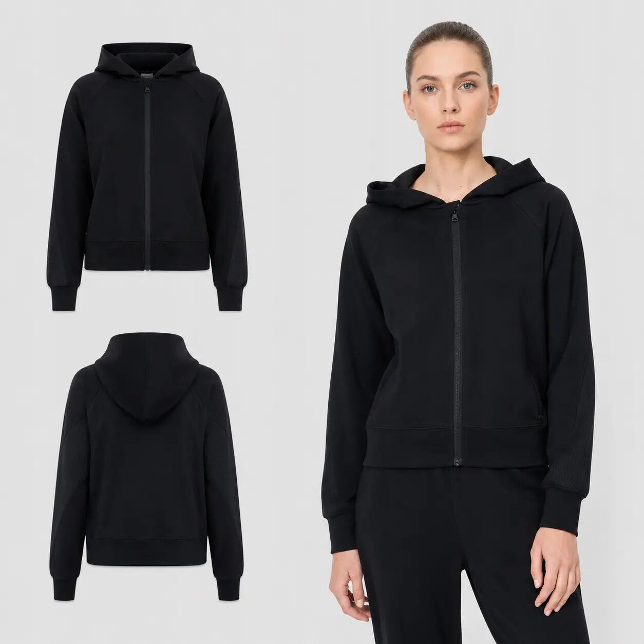 BLUZA DAMSKA DRESOWA 4F ROZPINANA Z KAPTUREM Z MODALEM KOLOR CZARNY