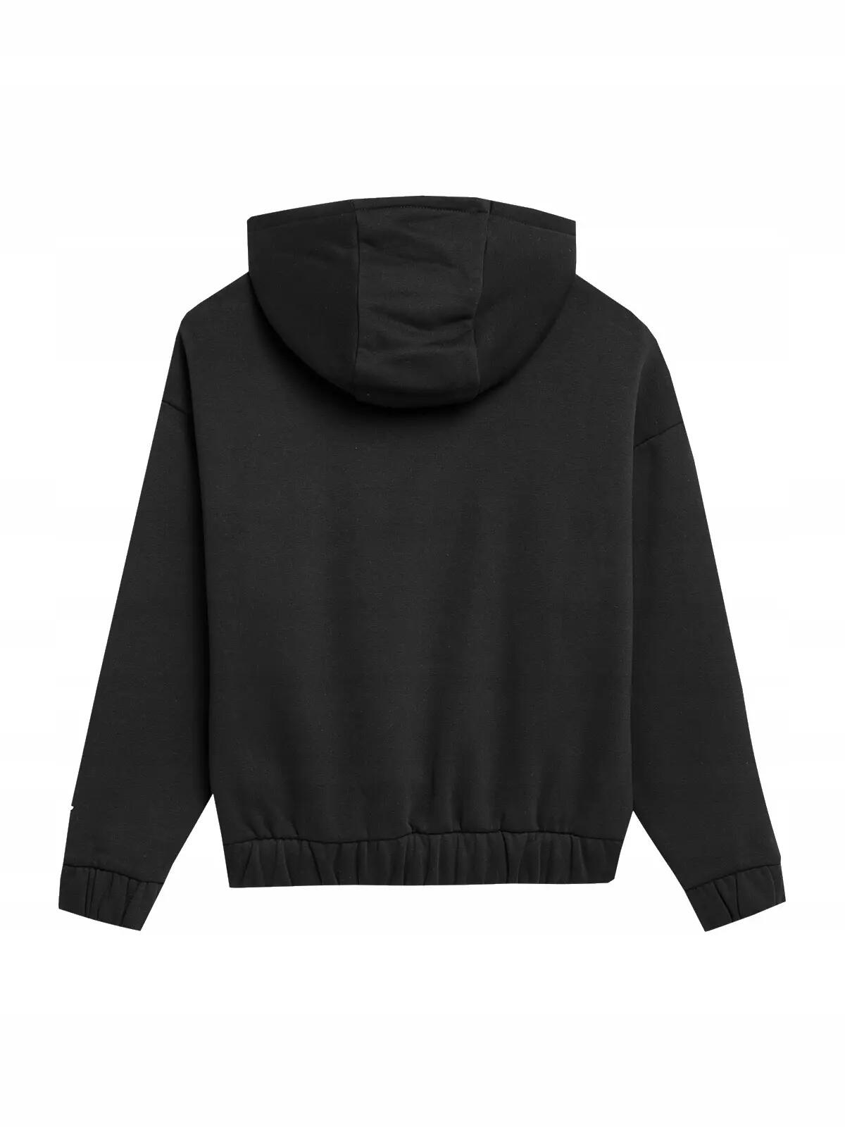 BLUZA DAMSKA 4F DRESOWA Z KAPTUREM NIEROZPINANA TSWSF255  KOLOR CZARNY 4/6