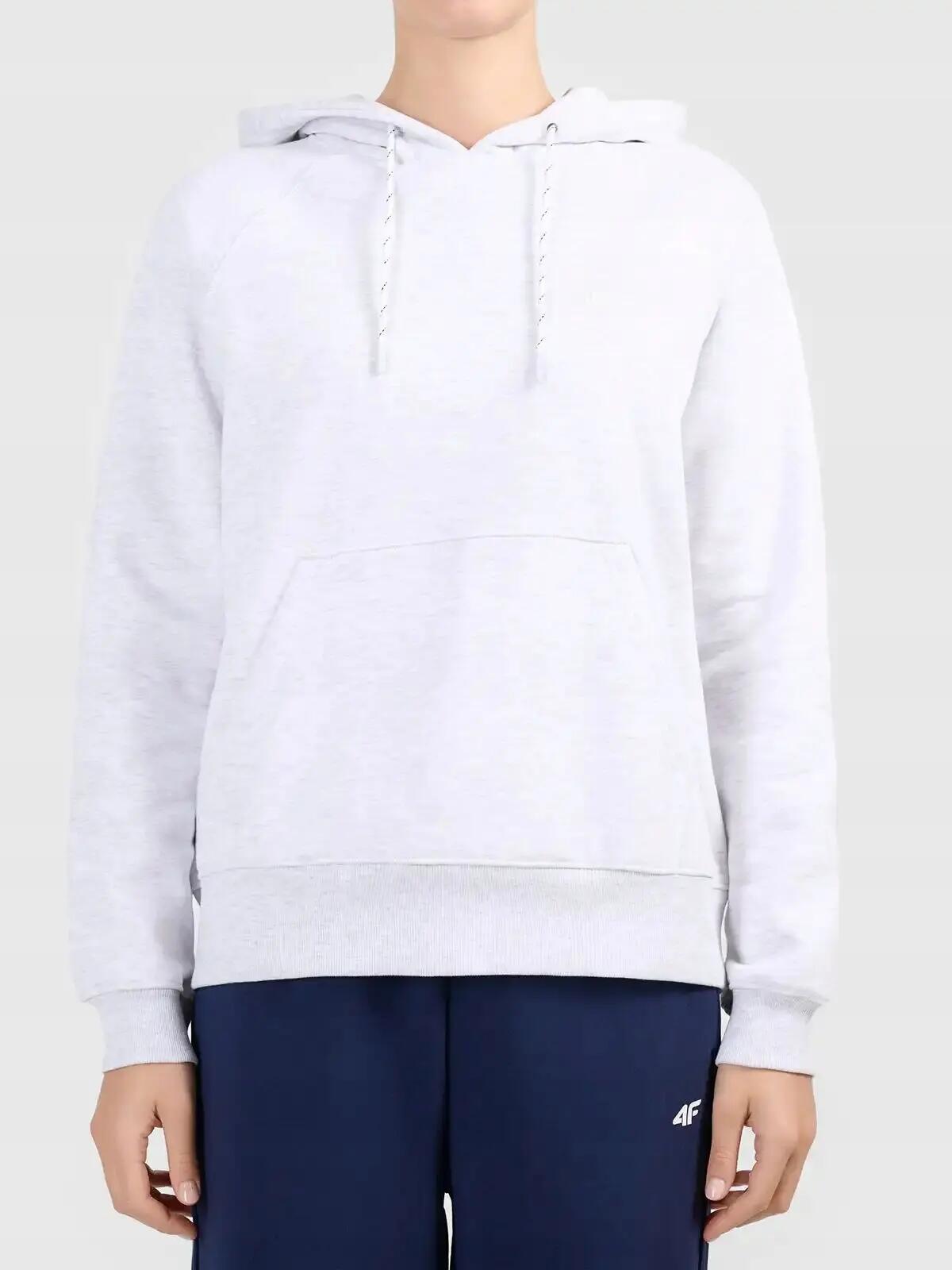 BLUZA DAMSKA 4F SPORTOWA Z KAPTUREM NIEROZPINANA XS SZARA KOLOR SZARY 2/4