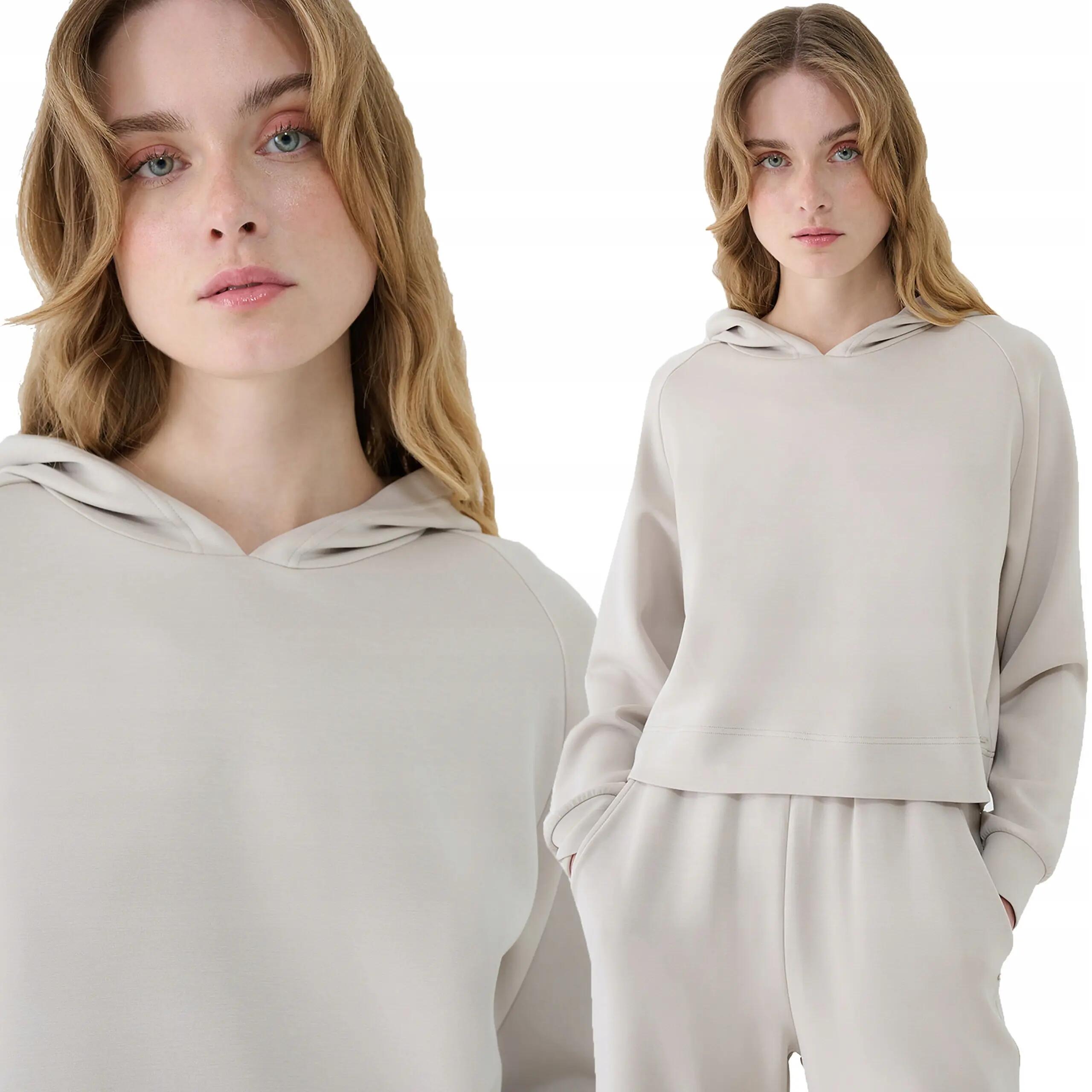 BLUZA DRESOWA DAMSKA 4F NIEROZPINANA Z KAPTUREM XS TSWSF1562 KOLOR BEŻOWY 8/8