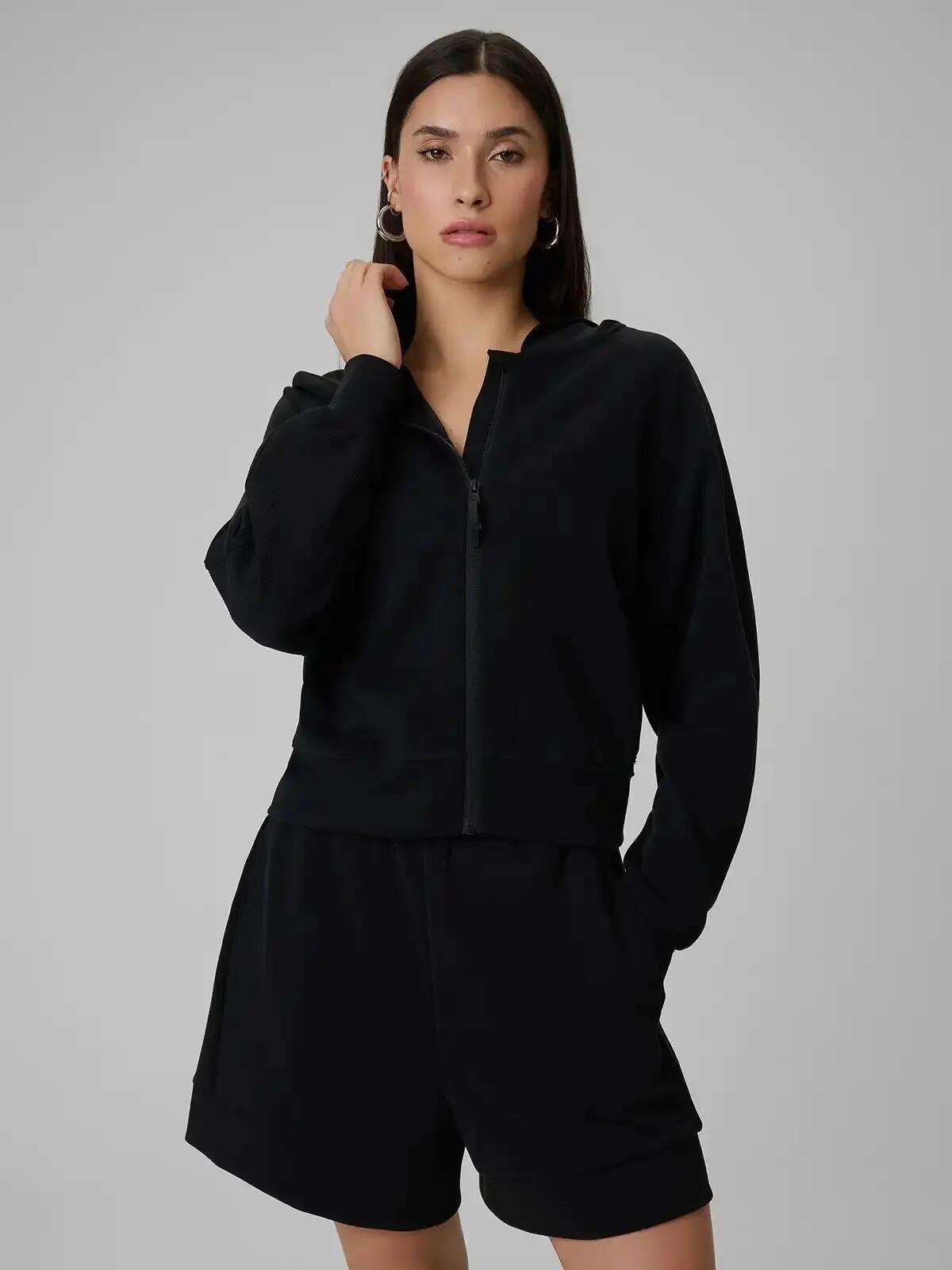 BLUZA DAMSKA DRESOWA 4F ROZPINANA Z KAPTUREM Z MODALEM KOLOR CZARNY 5/12