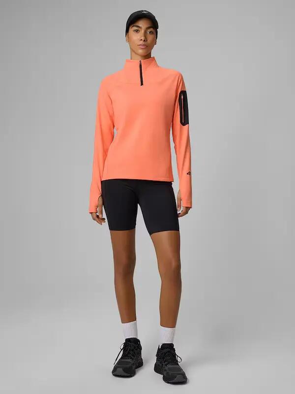 BLUZA TREKKINGOWA 4F SPORTOWA BEZ KAPTURA SZYBKOSCHNĄCA  KOLOR POMARAŃCZOWY 6/10