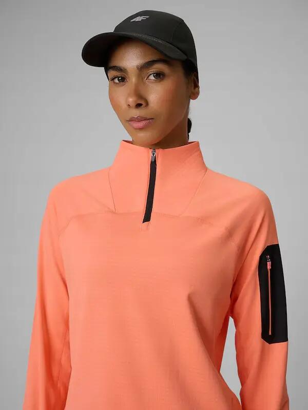 BLUZA TREKKINGOWA 4F SPORTOWA BEZ KAPTURA SZYBKOSCHNĄCA  KOLOR POMARAŃCZOWY 5/10