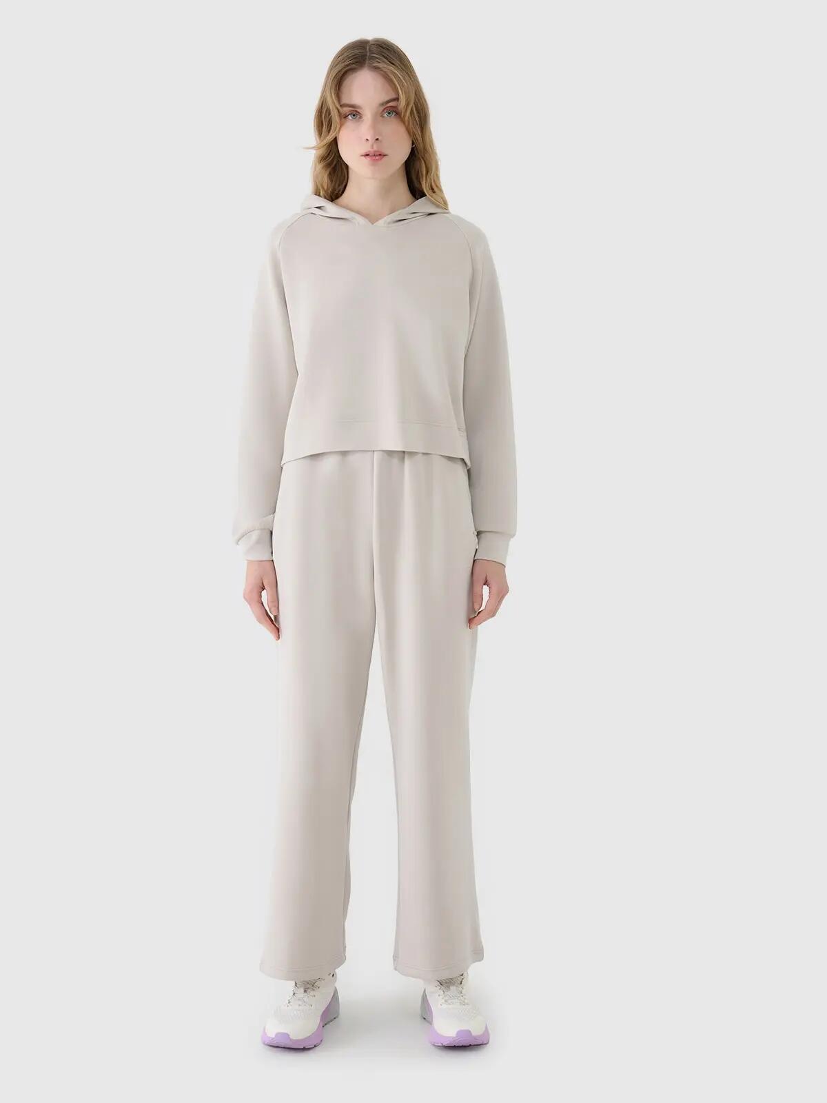 BLUZA DRESOWA DAMSKA 4F NIEROZPINANA Z KAPTUREM XS TSWSF1562 KOLOR BEŻOWY 6/8