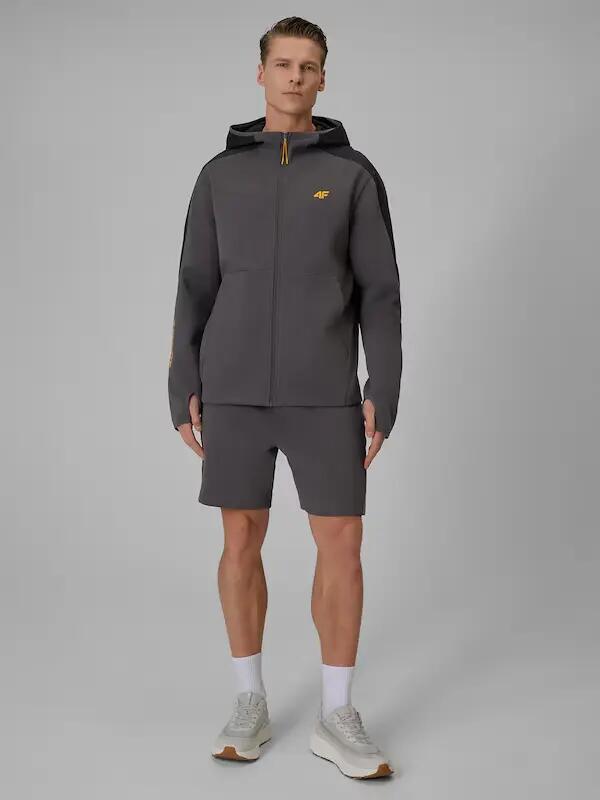 BLUZA MĘSKA 4F DRESOWA ROZPINANA Z KAPTUREM SPORTOWA S KOLOR SZARY 6/10