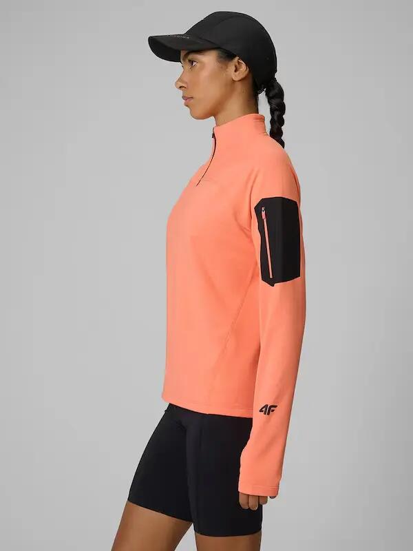 BLUZA TREKKINGOWA 4F SPORTOWA BEZ KAPTURA SZYBKOSCHNĄCA  KOLOR POMARAŃCZOWY 4/10