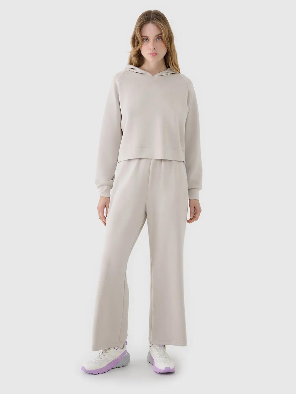 BLUZA DRESOWA DAMSKA 4F NIEROZPINANA Z KAPTUREM XS TSWSF1562 KOLOR BEŻOWY 4/8