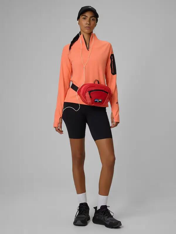 BLUZA TREKKINGOWA 4F SPORTOWA BEZ KAPTURA SZYBKOSCHNĄCA  KOLOR POMARAŃCZOWY 3/10