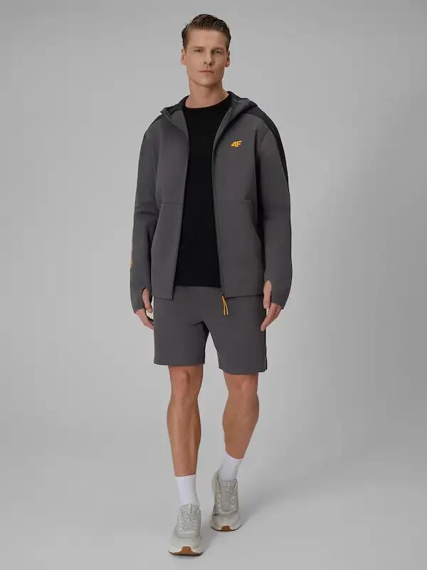 BLUZA MĘSKA 4F DRESOWA ROZPINANA Z KAPTUREM SPORTOWA S KOLOR SZARY 3/10
