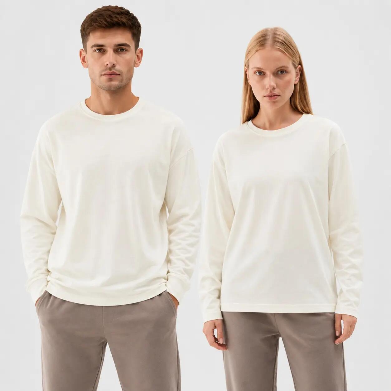 LONGSLEEVE UNISEX 4F BLUZKA MĘSKA DAMSKA Z DŁUGIM RĘKAWEM TLONU317 KOLOR BEŻOWY
