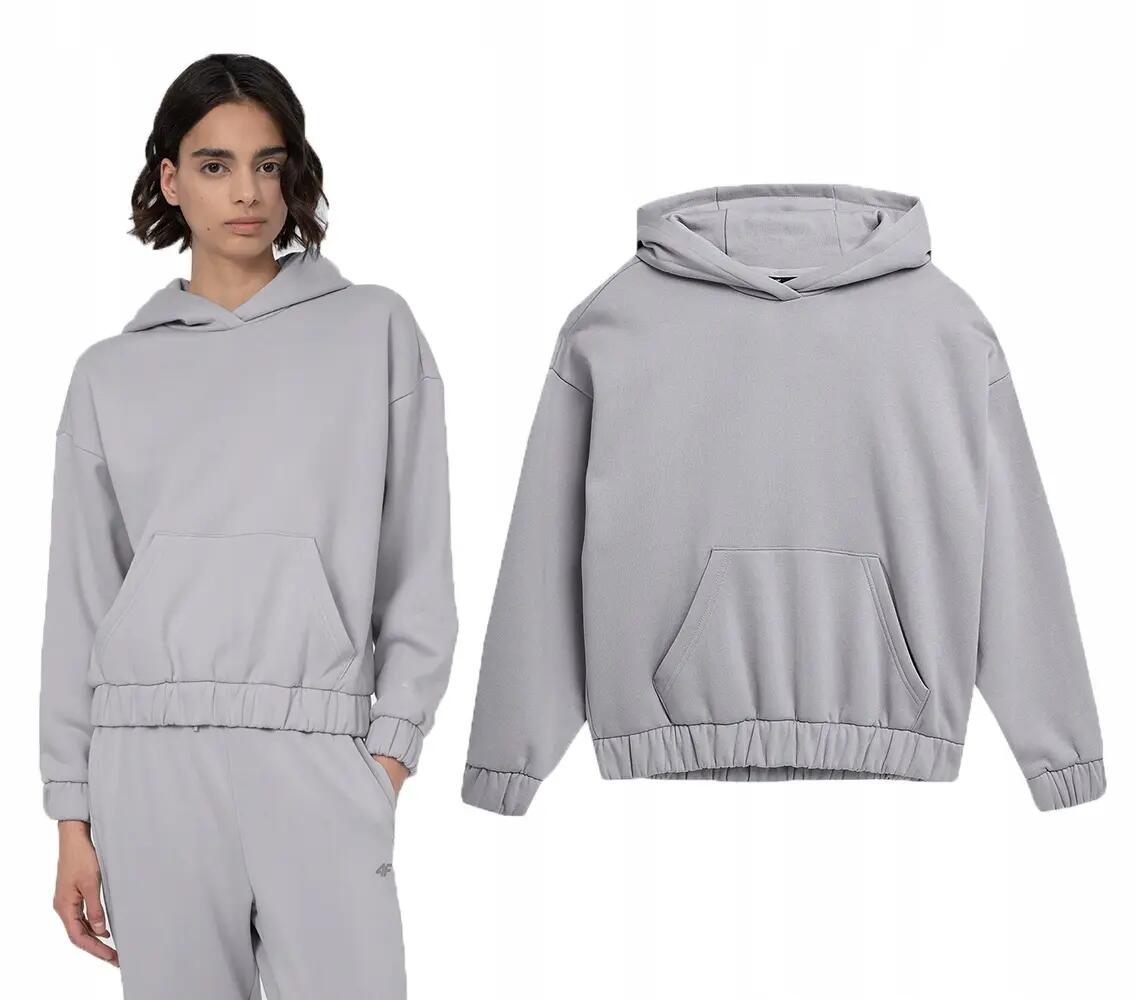 BLUZA DAMSKA 4F DRESOWA Z KAPTUREM NIEROZPINANA TSWSF255 S KOLOR SZARY 6/7