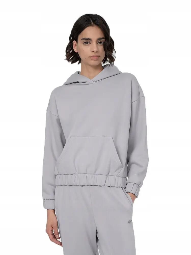 BLUZA DAMSKA 4F DRESOWA Z KAPTUREM NIEROZPINANA TSWSF255 S KOLOR SZARY 5/7